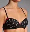 Betsey Johnson Women's Tattoo You Embroidery Demi Bra, Black, 36C