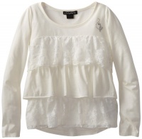Baby Phat - Kids Girls 7-16 Tier Ruffle Lace Top, Cream, Medium Baby Phat - Kids Girls 7-16 Tier Ruffle Lace Top, Cream, Medium