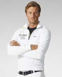 Light-as-air beach fleece is styled as a sporty layering essential with a half-zip front, a mockneck collar and signature RLX embroidery. Light-as-air beach fleece is styled as a sporty layering essential with a half-zip front, a mockneck collar and signature RLX embroidery.