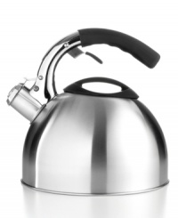 At the sound of the whistle, enjoy the best brew! A stainless masterpiece brings water to a boil fast with a highly heat-conductive encapsulated base. A stay-cool soft grip handle, flip-up spout, classic whistle and removable lid make pouring a rich experience. At the sound of the whistle, enjoy the best brew! A stainless masterpiece brings water to a boil fast with a highly heat-conductive encapsulated base. A stay-cool soft grip handle, flip-up spout, classic whistle and removable lid make pouring a rich experience.