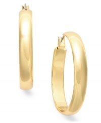 Rock timeless hoops this season. Charter Club's classic earring style flaunts a large band silhouette. Crafted in gold tone mixed metal. Approximate drop: 3/4 inch. Rock timeless hoops this season. Charter Club's classic earring style flaunts a large band silhouette. Crafted in gold tone mixed metal. Approximate drop: 3/4 inch.