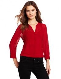 Calvin Klein Jeans Women's Flowy Georgette Pintuck Woven Top