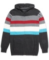 Add a sporty pop of color your winter wardrobe with this hooded striped sweater by O'Neill.