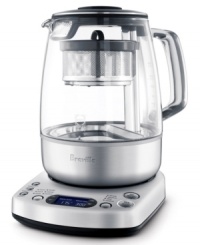 Make tea time extra special with Breville's One Touch Tea Maker featuring variable steeping times and pre-set programs to ensure a perfect cup of tea every time. Tea basket automatically raises at the correct time to prevent over steeping. 51-oz. glass jug and 60-minute keep-warm setting. Makes a great gift for the avid tea drinker or someone just starting to explore the loose leaf tea world. One-year limited warranty. Model BTM800XL. Make tea time extra special with Breville's One Touch Tea Maker featuring variable steeping times and pre-set programs to ensure a perfect cup of tea every time. Tea basket automatically raises at the correct time to prevent over steeping. 51-oz. glass jug and 60-minute keep-warm setting. Makes a great gift for the avid tea drinker or someone just starting to explore the loose leaf tea world. One-year limited warranty. Model BTM800XL.