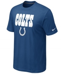 From the pre-game to after-party, show off your Indianapolis Colts pride in this NFL football t-shirt from Nike. From the pre-game to after-party, show off your Indianapolis Colts pride in this NFL football t-shirt from Nike.
