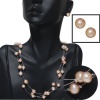 3-Row Genuine 7-8mm Pink Freshwater Pearl Necklace Earrings Set 18