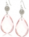 Nine West Sweet Celebration Silver-Tone Faceted Pink Drop Earrings