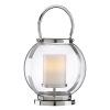 Bring an ambient glow to gatherings indoor or out with this distinctively modern lantern from Dansk. Masterfully constructed of durable steel and thick glass, it's detailed with crisply curved handles and a simple stepped base.