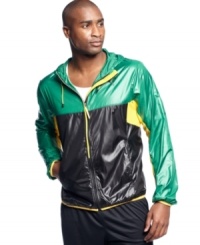 Get fast and furious style with this athletic windbreaker from Puma. Get fast and furious style with this athletic windbreaker from Puma.
