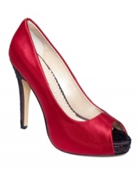 An unexpected peak of lace gives this classic pump some added allure. This peep-toe style from Caparros features a lace and rhinestone detailed heel. An unexpected peak of lace gives this classic pump some added allure. This peep-toe style from Caparros features a lace and rhinestone detailed heel.