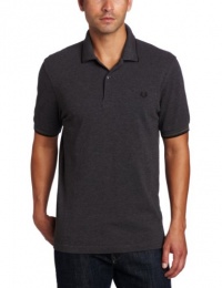Fred Perry Men's Twin Tipped Polo Shirt, Graphite Marl/1966 Olive/Black, Large