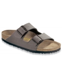 A comfortable, reliable choice for warm weather wear, these timeless Birkenstock men's sandals are a no-brainer addition to your weekend wardrobe. A comfortable, reliable choice for warm weather wear, these timeless Birkenstock men's sandals are a no-brainer addition to your weekend wardrobe.