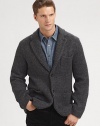 Better suited for after hours, this chunky wool-blend knit will provide endless luxury and warmth each chilly evening, weekend and beyond.Button-frontChest, waist patch pocketsRear vent60% acrylic/30% wool/10% viscoseDry cleanImported
