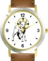 The Lamb with Halo Christian Theme - WATCHBUDDY® DELUXE TWO-TONE THEME WATCH - Arabic Numbers - Brown Leather Strap-Children's Size-Small ( Boy's Size & Girl's Size )