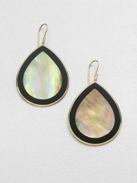 From the Polished Rock Candy® Collection. Iridescent black shell with a rich black onyx border set in radiant 18k gold in a chic teardrop shape. 18k goldBlack shellBlack onyxDrop, about 2Hook backImported From the Polished Rock Candy® Collection. Iridescent black shell with a rich black onyx border set in radiant 18k gold in a chic teardrop shape. 18k goldBlack shellBlack onyxDrop, about 2Hook backImported