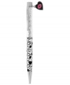 Write all your love letters with this heart-printed pen from Betsey Johnson. Crafted from silver-tone mixed metal, the pen is accented with clear beads and a heart charm, sealed with a kiss, on top. Item comes packaged in a signature Betsey Johnson Gift Box. Approximate length: 5-1/2 inches. Approximate width: 3/8 inch.