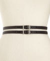 Double down with this skinny twist belt from Fossil. With a sleek leather body that crosses at the back for a unique look.