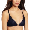 Calvin Klein Women's Eyelash Chantilly Lace Triangle, Deep Blue Night, Small