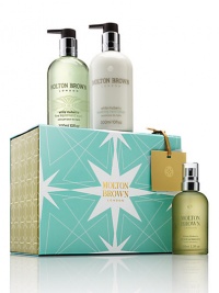 EXCLUSIVELY AT SAKS. The cool chic of Electra brings aromas of mimosa and green tea to the home. Fresh. Crisp. Iridescent. Set includes: White Mulberry Fine Liquid Hand Wash, 10 oz.; White Mulberry Soothing Hand Lotion, 10 oz. and White Mulberry Room Spray, 3.3 oz. Made in England. 