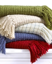 Classic cozy. Featuring an allover weave and a fringe hem, this Martha Stewart Collection blanket is an essential for long winter nights. Choose from an array of welcoming hues. Classic cozy. Featuring an allover weave and a fringe hem, this Martha Stewart Collection blanket is an essential for long winter nights. Choose from an array of welcoming hues.