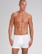 White pima cotton boxer briefs with microfiber waistband. Also in black. Machine wash Imported