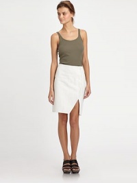 Lightly distressed essential with raw-edge trim and a dramatic front slit can be perfectly paired with a fitted tank or airy silk blouse. Side zipperSide slitAbout 30 long62% cotton/38% linenDry cleanMade in USA of imported fabricModel shown is 5'10 (177cm) wearing US size Small.Additional Information Women's Premier Designer & Contemporary Size Guide Lightly distressed essential with raw-edge trim and a dramatic front slit can be perfectly paired with a fitted tank or airy silk blouse. Side zipperSide slitAbout 30 long62% cotton/38% linenDry cleanMade in USA of imported fabricModel shown is 5'10 (177cm) wearing US size Small.Additional Information Women's Premier Designer & Contemporary Size Guide
