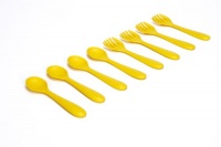 Green Eats 4 Pack Feeding Spoons and Forks , Yellow