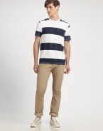 Cotton-blend crewneck in classic stripes for an on-the-go look that's stylishly pulled together.Crewneck50% cotton/50% polyesterMachine washImported
