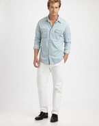 Nothing's more comfortable or classic than this relaxed shirt in soft washed cotton denim.Point collarButton frontTwo button-flap chest pocketsLong sleevesShirttail hemCottonMachine wash Imported