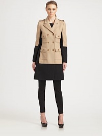 This clever panel-constructed design is rendered in a luxe wool/cashmere blend.Notched lapelsEpaulettesDouble-breasted button frontButton flap patch pocketsAbout 35 from shoulder to hem90% wool/10% cashmereDry cleanMade in Italy of imported fabricModel shown is 5'9½ (176cm) wearing US size 4. This clever panel-constructed design is rendered in a luxe wool/cashmere blend.Notched lapelsEpaulettesDouble-breasted button frontButton flap patch pocketsAbout 35 from shoulder to hem90% wool/10% cashmereDry cleanMade in Italy of imported fabricModel shown is 5'9½ (176cm) wearing US size 4.