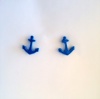 Charmed by Stacy Blue Anchor Earrings (Dime-sized)