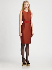 This lustrous, chic silhouette is enhanced by a wide, grosgrain waistband.Jewel necklineSleevelessGrosgrain waistbandBack ventConcealed back zipFully linedAbout 25 from natural waist70% polyester/30% silkDry cleanMade in France of imported fabricModel shown is 5'11 (180cm) wearing US size Small. This lustrous, chic silhouette is enhanced by a wide, grosgrain waistband.Jewel necklineSleevelessGrosgrain waistbandBack ventConcealed back zipFully linedAbout 25 from natural waist70% polyester/30% silkDry cleanMade in France of imported fabricModel shown is 5'11 (180cm) wearing US size Small.