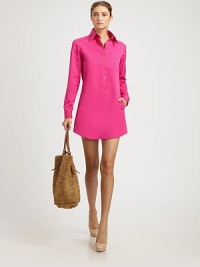 Brightly-hued cotton poplin, in a versatile, wear-all-year classic silhouette.Shirt collarFront button placketPatch breast pocketLong sleeves with button cuffsSide slash pocketsRounded hemlineAbout 31½ from shoulder to hemCottonDry cleanMade in ItalyModel shown is 5'11 (180cm) wearing US size 4.OUR FIT MODEL RECOMMENDS ordering true size. Brightly-hued cotton poplin, in a versatile, wear-all-year classic silhouette.Shirt collarFront button placketPatch breast pocketLong sleeves with button cuffsSide slash pocketsRounded hemlineAbout 31½ from shoulder to hemCottonDry cleanMade in ItalyModel shown is 5'11 (180cm) wearing US size 4.OUR FIT MODEL RECOMMENDS ordering true size.