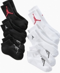 Tailored fit. He can pull out the right fit with crew-length, quarter-length and no-show socks in this three-pack from Jordan. Tailored fit. He can pull out the right fit with crew-length, quarter-length and no-show socks in this three-pack from Jordan.