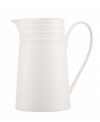 Elegance comes easy with this large pitcher from kate spade new york's Fair Harbor white dinnerware--perfect for sangria or lemonade. Durable stoneware in a milky white hue is half glazed, half matte and totally timeless.