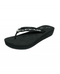 A truly unique shoe. Marc Fishers Special thong sandals feature a thick, comfy sole and metal and pearl detailing along the straps. A truly unique shoe. Marc Fishers Special thong sandals feature a thick, comfy sole and metal and pearl detailing along the straps.