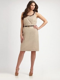 A sleek design featuring an exotic giraffe-print trim and a chic skinny belt with a gilded buckle. Button closureBelt includedAnimal-print trimBack zipperButton closureAbout 24 long96% cotton/4% elastaneDry cleanMade in Italy A sleek design featuring an exotic giraffe-print trim and a chic skinny belt with a gilded buckle. Button closureBelt includedAnimal-print trimBack zipperButton closureAbout 24 long96% cotton/4% elastaneDry cleanMade in Italy