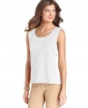 Jones New York's easy tank gets a touch of shine thanks to satin trim at the neckline. A perfect layering piece! (Clearance)