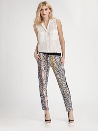 Multi-hued stripes over bold cheetah print imbue these airy chiffon pants with dreamy bohemian charm.Elastic drawstring waistbandSide seam pocketsCropped hemRise, about 11Inseam, about 28PolyesterDry cleanMade in USA of imported fabricModel shown is 5'11 (180cm) wearing US size Small. Multi-hued stripes over bold cheetah print imbue these airy chiffon pants with dreamy bohemian charm.Elastic drawstring waistbandSide seam pocketsCropped hemRise, about 11Inseam, about 28PolyesterDry cleanMade in USA of imported fabricModel shown is 5'11 (180cm) wearing US size Small.