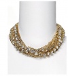 ABS by Allen Schwartz Multi-Chain Necklace with Clear Crystals, 15L (15L, Gold/Crystal)