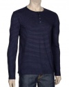 Vince Mens Henley Shirt Large Navy Blue Pima Cotton