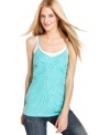 Up the ante on a traditional tank: INC's racerback version features sequins and fabric trim for added interest.