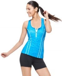 Get in the zone with Ideology's ultra-sporty tank top! A built-in shelf bra and flattering seams at the front offer support and style for your toughest workouts. Get in the zone with Ideology's ultra-sporty tank top! A built-in shelf bra and flattering seams at the front offer support and style for your toughest workouts.