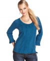 Tonal crochet lace adds a textural appeal to this Lucky Brand Jeans top that is oh-so feminine!