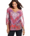 Make a splash this season in Style&co.'s plus size henley top, flaunting a sublimated print!
