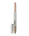 Two-in-one automatic brow pencil and pearlized highlighter duo creates a contrast and definition that give eyes a virtual lift. First, fill in and shape brows with long-wearing natural-looking pencil. Then optically ‘boost' brow arches with universal highlighter shade just below brow hairs.• Fill in brows with brow pencil using short, hair-like strokes. For a natural look, start with a light touch and build colour to desired fullness and intensity.• Apply brow highlighter along the brow bone, just under the arch of the brow and blending out toward temples.