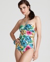 Forgo the garden variety in favor of MARC BY MARC JACOBS' vibrant take on floral, boasting side cutouts and a sweetheart neckline. This suit feels vintage with a cat-eye shades.