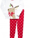 Infant Holiday 2 Piece Cotton PJ Set - Reindeer w Red Bow