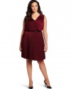 DKNYC Women's Plus-Size Sleeveless Pleated Crossfront Dress