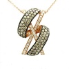 LeVian 1.11 Carats Chocolate and White Diamonds Cross Over Pendant in 14K Rose Gold